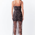 ENDLESS ROSE-Ruched Mesh Asymmetrical Midi Dress-DRESSES available at Objectrare