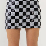 Sequins Check Mini Skirt