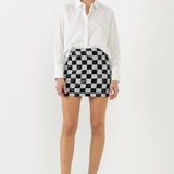 Sequins Check Mini Skirt