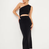 One Shoulder Cutout Maxi Dress