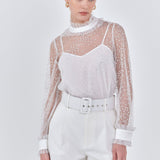 Speckled Mesh Blouse
