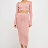 High-Waisted Knit Midi Skirt