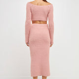 High-Waisted Knit Midi Skirt