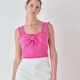 Tweed Bow Tie Top