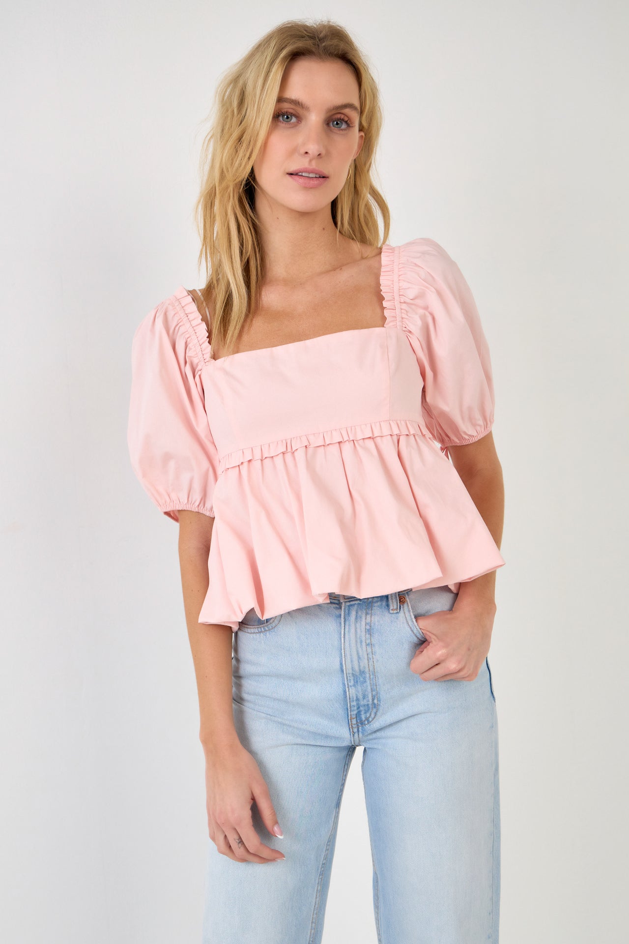 ENDLESS ROSE-Blouson Baby Doll Top-TOPS available at Objectrare