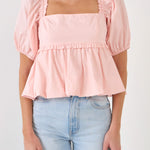ENDLESS ROSE-Blouson Baby Doll Top-TOPS available at Objectrare