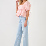ENDLESS ROSE-Blouson Baby Doll Top-TOPS available at Objectrare