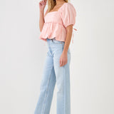 ENDLESS ROSE-Blouson Baby Doll Top-TOPS available at Objectrare