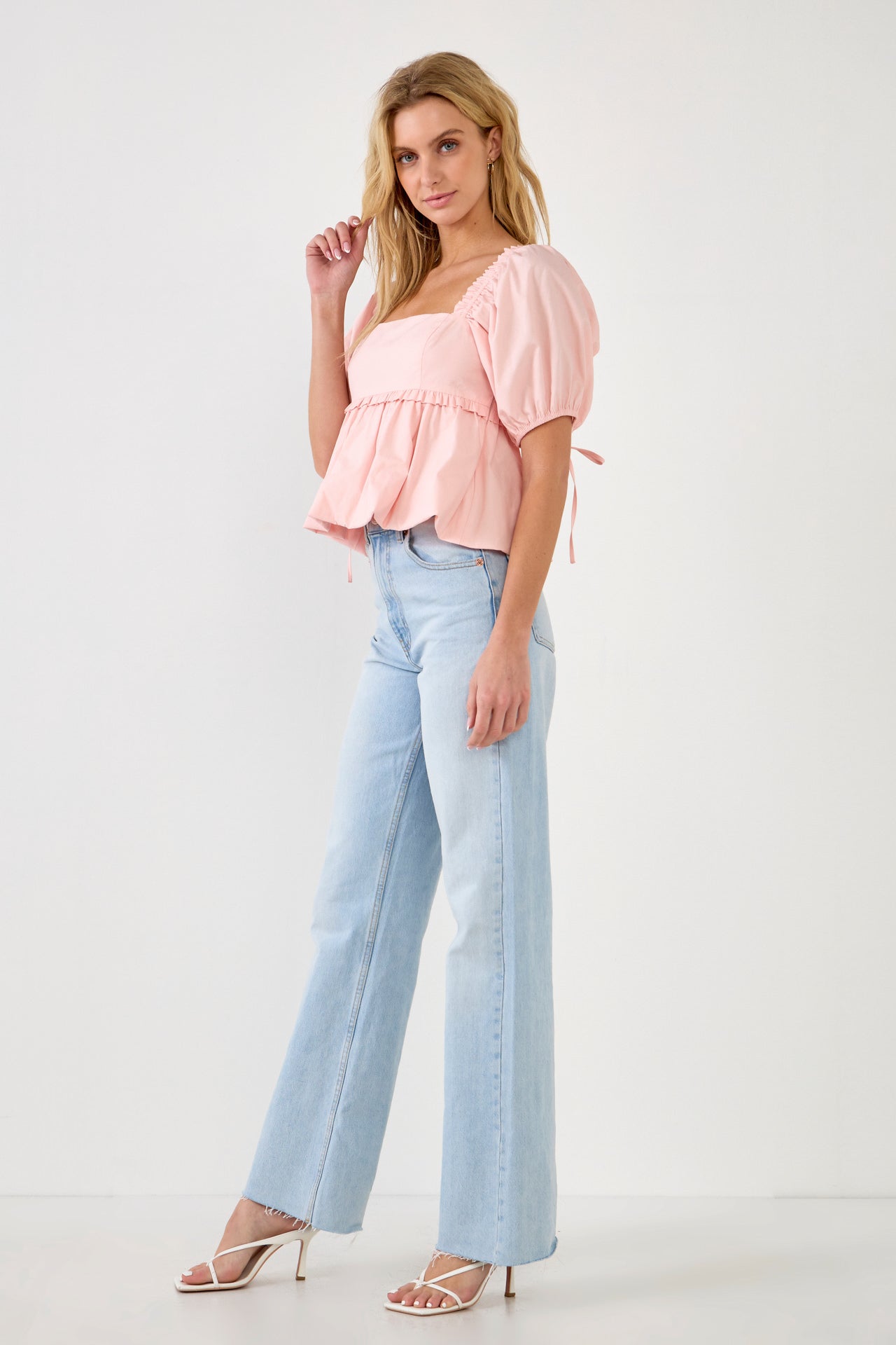 ENDLESS ROSE-Blouson Baby Doll Top-TOPS available at Objectrare
