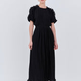 Chiffon Plisse Back Cutout Maxi Dress