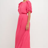 Chiffon Plisse Back Cutout Maxi Dress