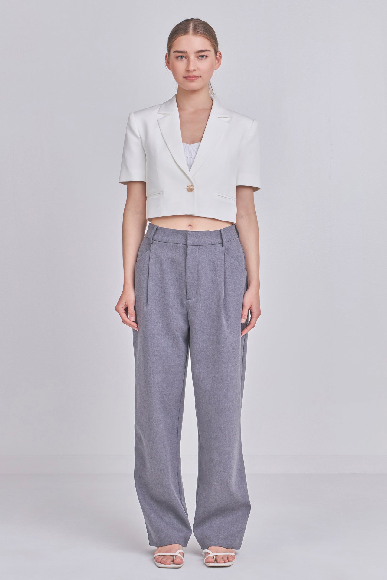 ENDLESS ROSE-Cropped Short Sleeve Blazer-BLAZERS available at Objectrare