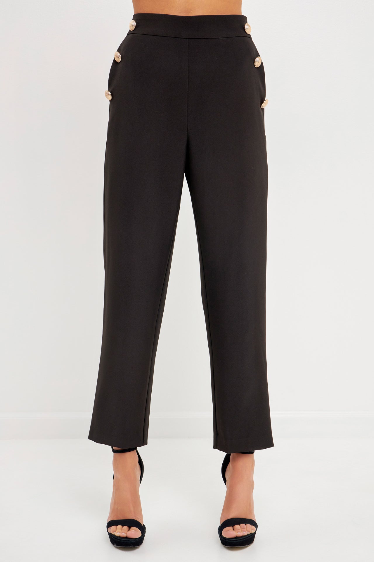 ENDLESS ROSE-High Waisted Buttoned Trousers-PANTS available at Objectrare