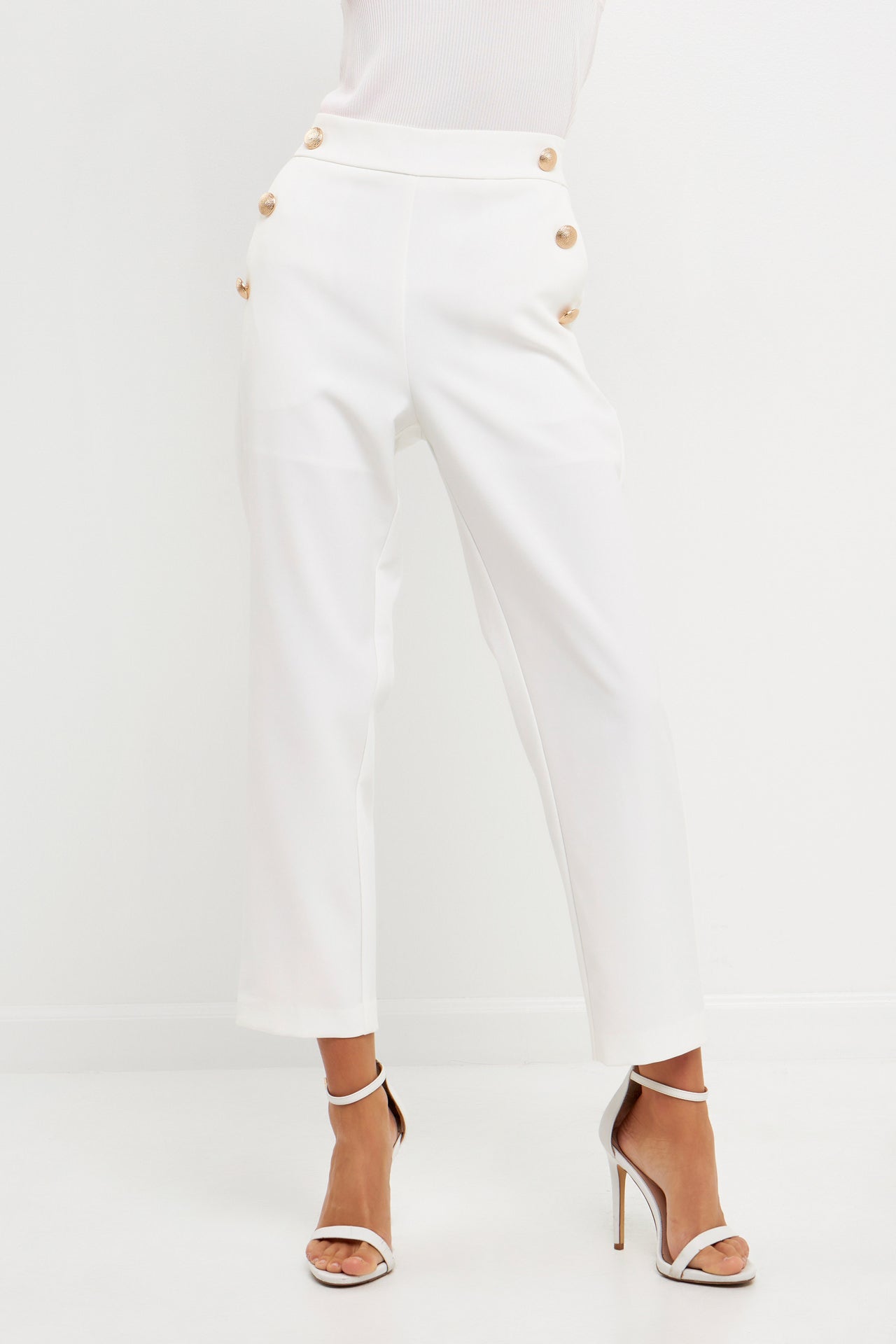 ENDLESS ROSE-High Waisted Buttoned Trousers-PANTS available at Objectrare