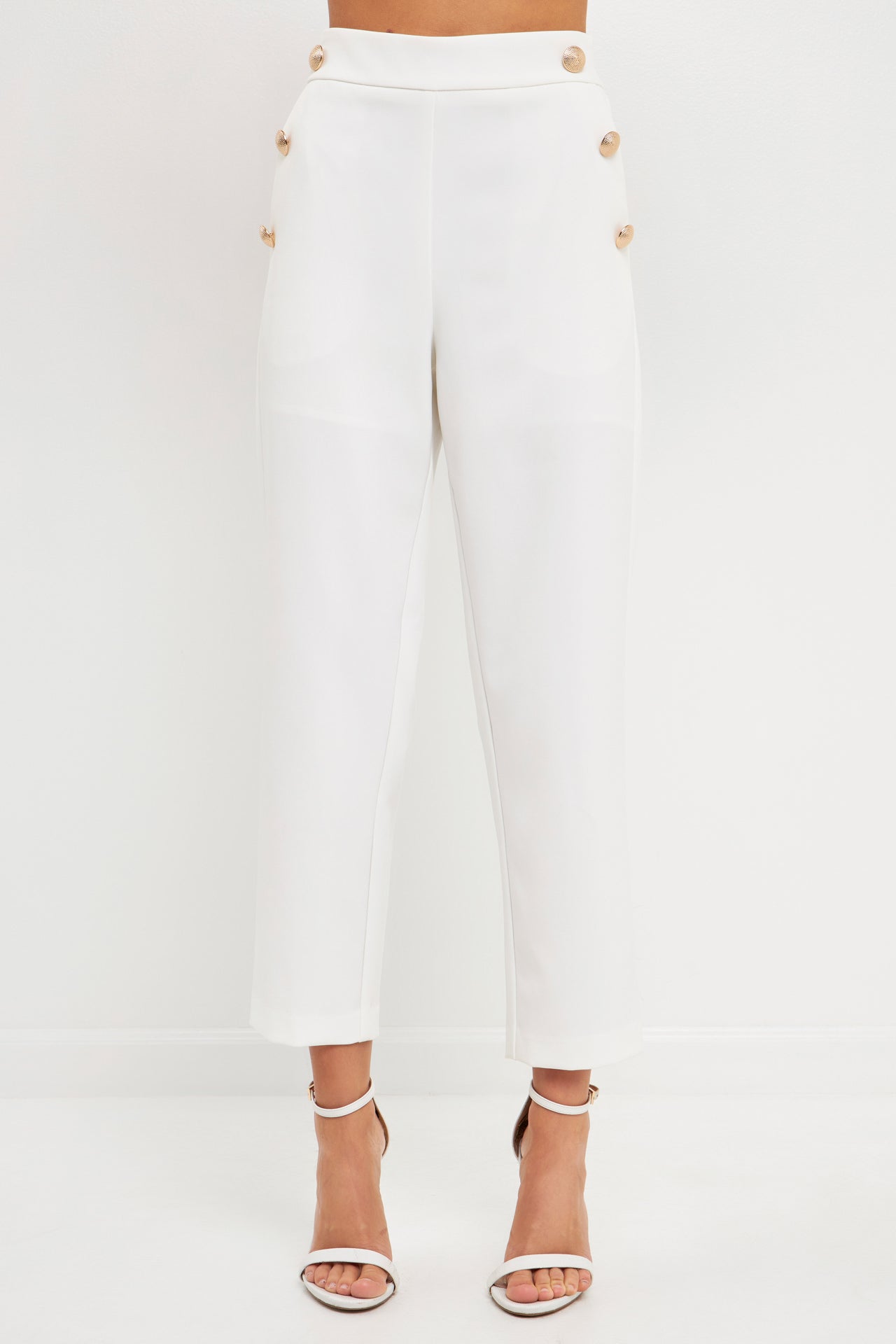 ENDLESS ROSE-High Waisted Buttoned Trousers-PANTS available at Objectrare