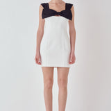 Mixed Media Bow Mini Dress