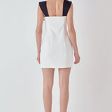Mixed Media Bow Mini Dress