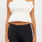 Sheen Ruffled Strapless Top