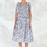 Print Linen Midi Skirt