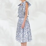 Print Linen Midi Skirt