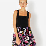 Square Neck Floral Embroidered Mini Dress