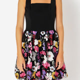 Square Neck Floral Embroidered Mini Dress