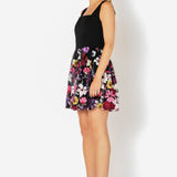 Square Neck Floral Embroidered Mini Dress