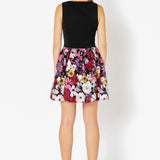 Square Neck Floral Embroidered Mini Dress