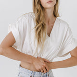 Cotton Drop Shoulder Crop Top
