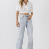Cotton Drop Shoulder Crop Top