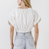 Cotton Drop Shoulder Crop Top