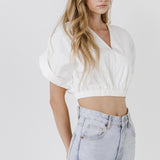 Cotton Drop Shoulder Crop Top