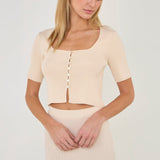 Half Sleeve Button Up Cardigan Top