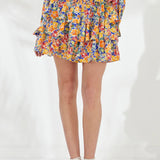 Floral Smocked Tiered Mini Skirt