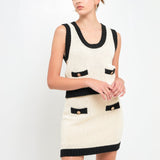 ENDLESS ROSE - Cropped Knit Top with Gold Buttons - TOPS available at Objectrare