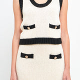 ENDLESS ROSE - Cropped Knit Top with Gold Buttons - TOPS available at Objectrare