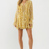 Chiffon Floral Ruffled Mini Dress