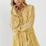 Chiffon Floral Ruffled Mini Dress
