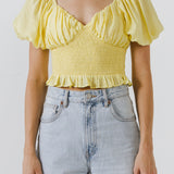 Sweetheart Smocked Puff Sleeve Top