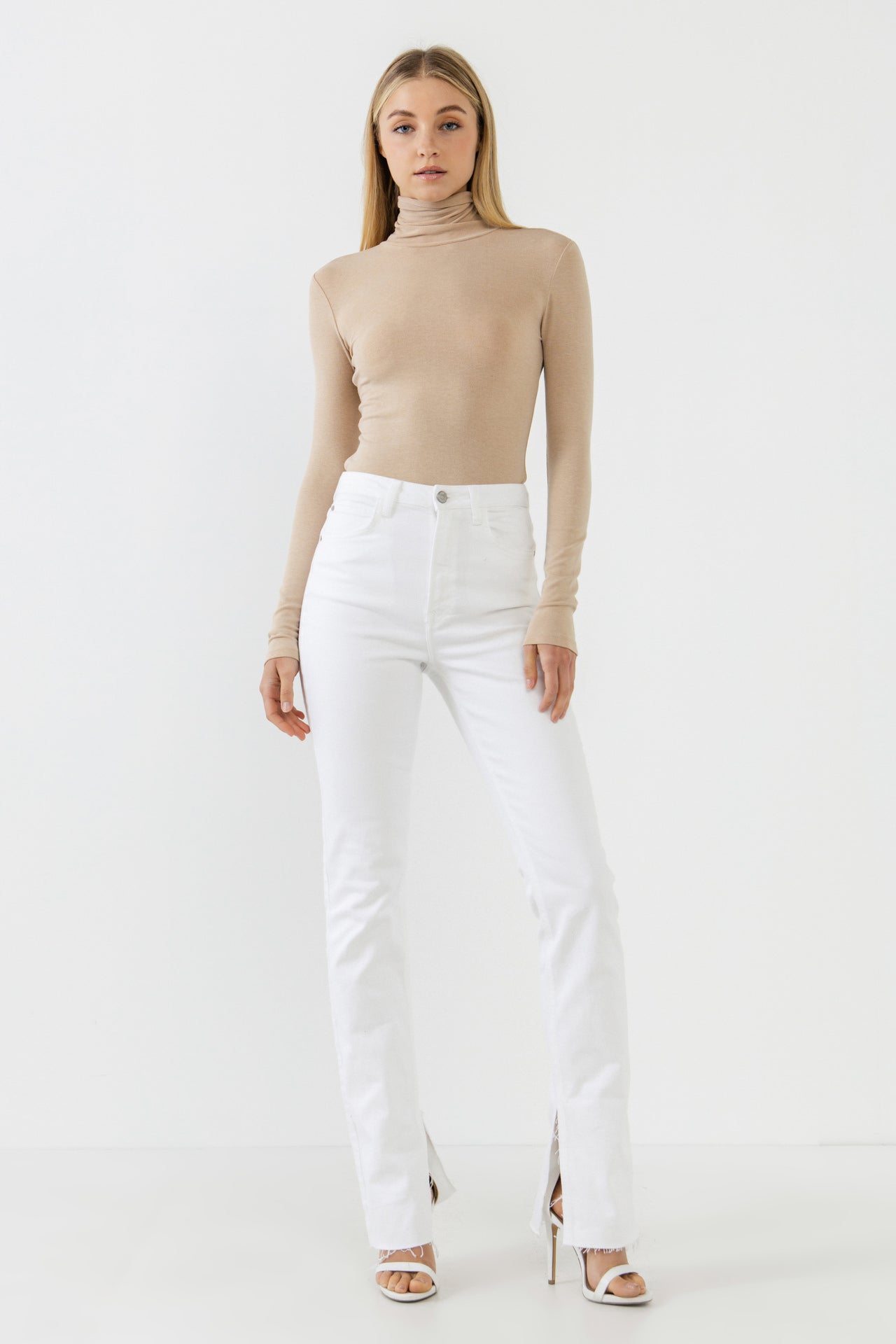 ENDLESS ROSE - Turtle neck Long Sleeve Knit Top - TOPS available at Objectrare