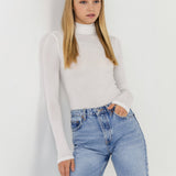 ENDLESS ROSE - Turtle neck Long Sleeve Knit Top - TOPS available at Objectrare