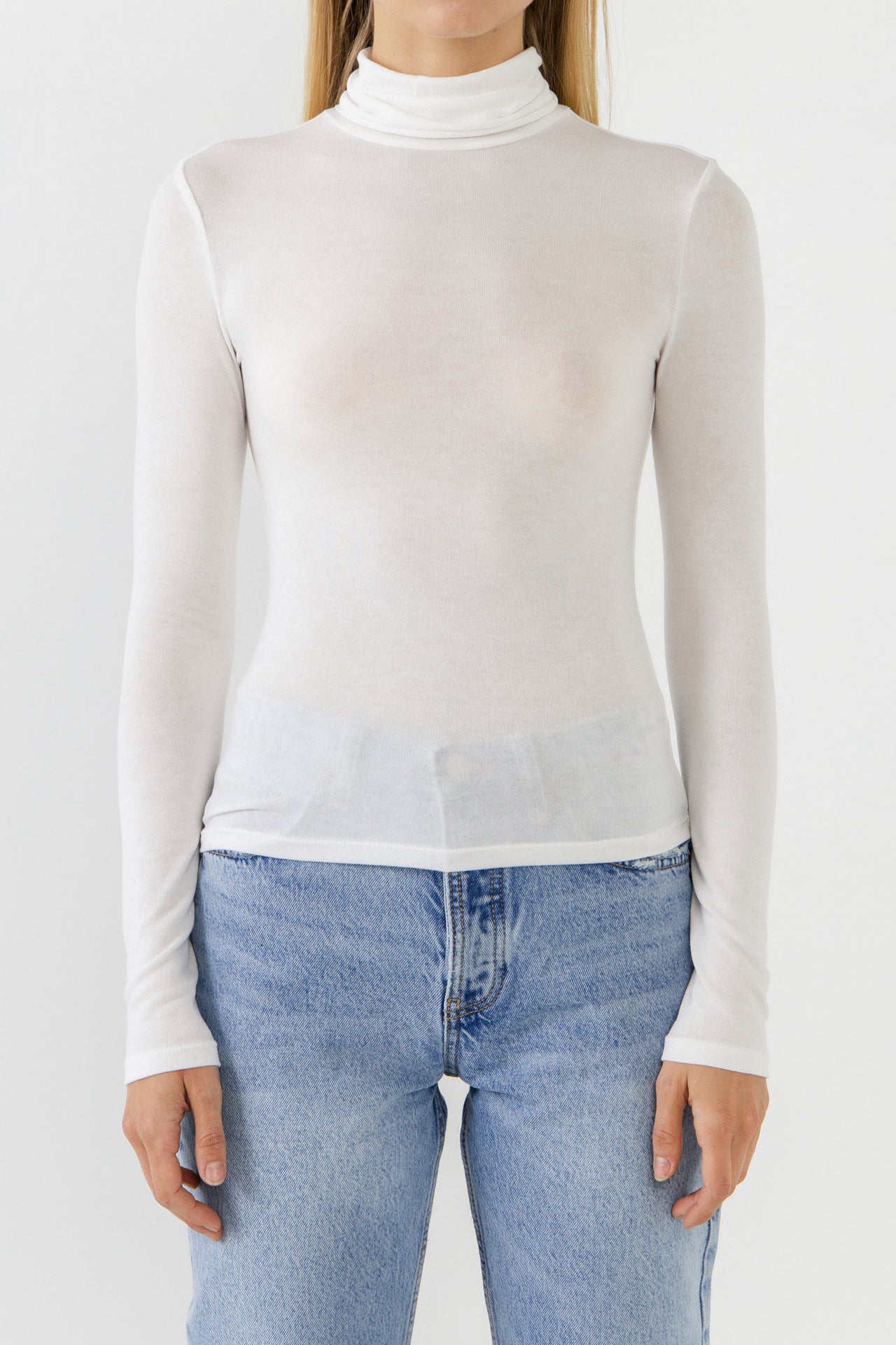 ENDLESS ROSE - Turtle neck Long Sleeve Knit Top - TOPS available at Objectrare