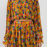 ENDLESS ROSE-Floral Pleated Blouson Crop Top-TOPS available at Objectrare