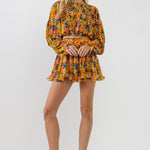 ENDLESS ROSE-Floral Pleated Blouson Crop Top-TOPS available at Objectrare