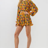 ENDLESS ROSE-Floral Pleated Blouson Crop Top-TOPS available at Objectrare