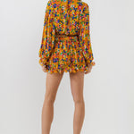 ENDLESS ROSE-Floral Pleated Blouson Crop Top-TOPS available at Objectrare