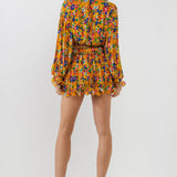 ENDLESS ROSE-Floral Pleated Blouson Crop Top-TOPS available at Objectrare