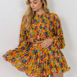 ENDLESS ROSE-Floral Pleated Blouson Crop Top-TOPS available at Objectrare