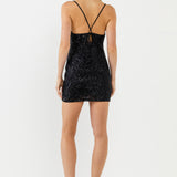 Sequin Cowl Neck Mini Dress