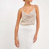 Sequins Cowl Neck Top